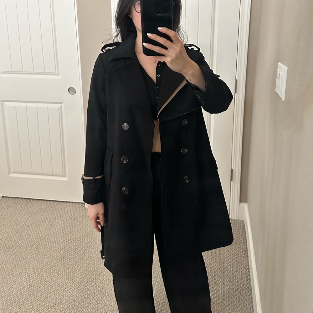 Black and brown trench coat